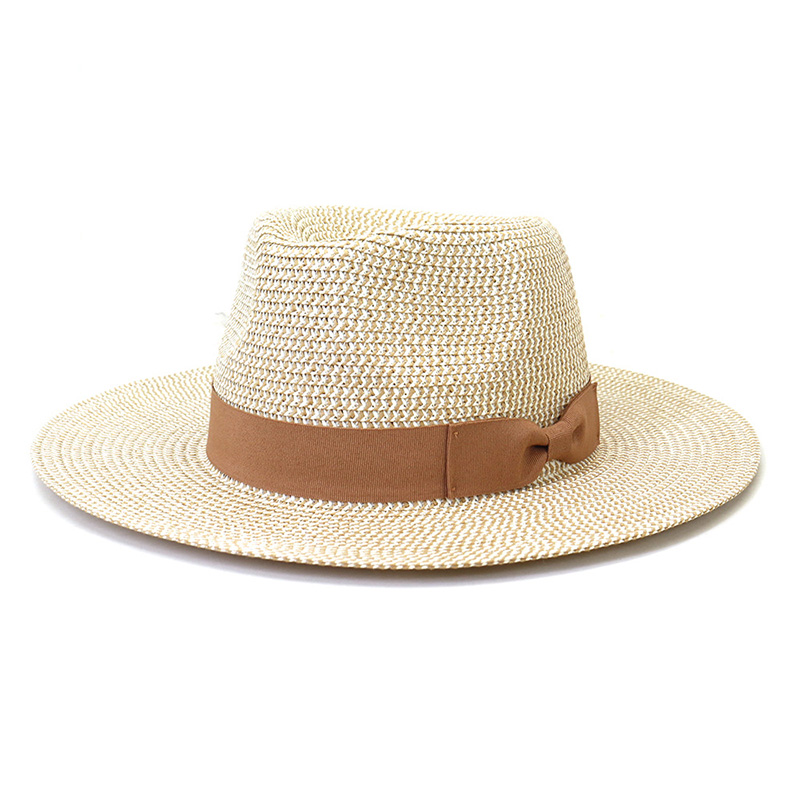 Chapéu Fedora masculino com laço de fita e trança de palha