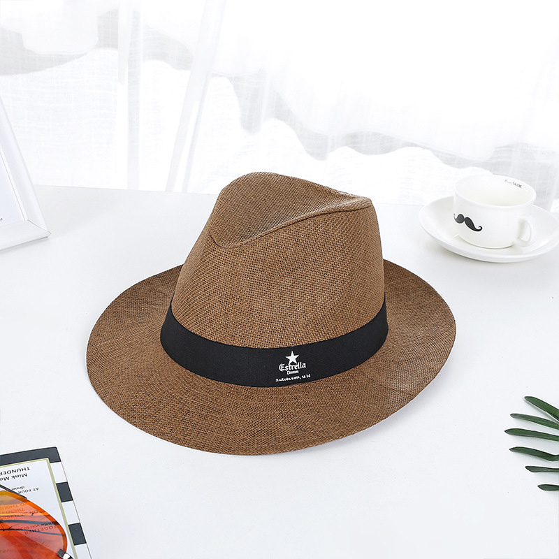 Chapéu de palha Fedora com logotipo impresso personalizado para eventos