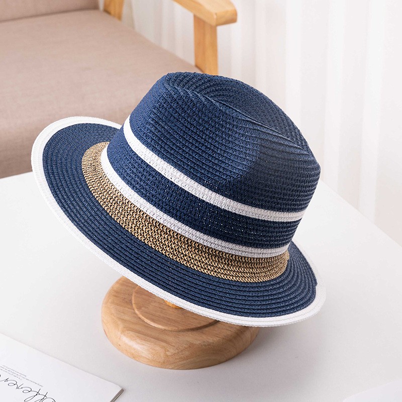 Chapéu fedora masculino listrado chique para o verão