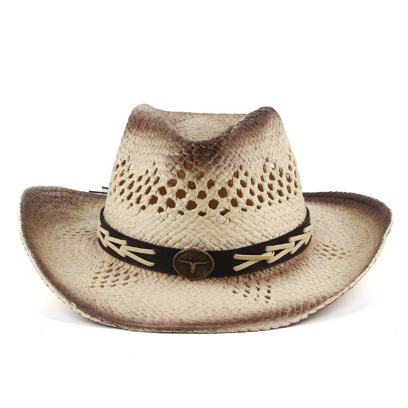 Chapéu de Palha de Cowboy de Verão Masculino